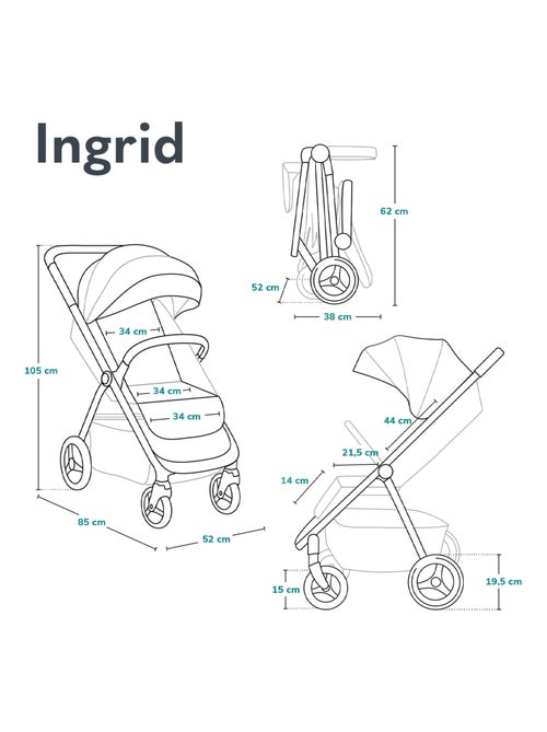 Poussette compacte LIONELO Ingrid - Amortissements - Jusqu'à 22 Kg - Légère & pliable - Kiabi Poussette compacte LIONELO Ingrid - Amortissements - Jusqu'à 22 Kg - Légère & pliable - Kiabi