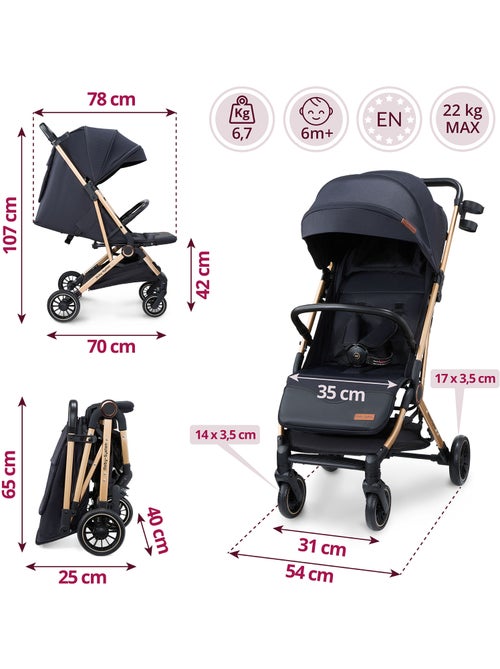 Poussette compacte pliable fonction valise lena gold pro moby-system - Kiabi