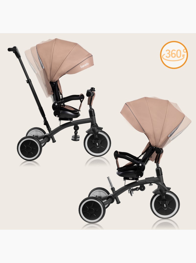 Poussette et tricycle bébé LIONELO Tris Plus - Jusqu'à 25 Kg - Siège réversible - Accessoires inclus Beige - Kiabi