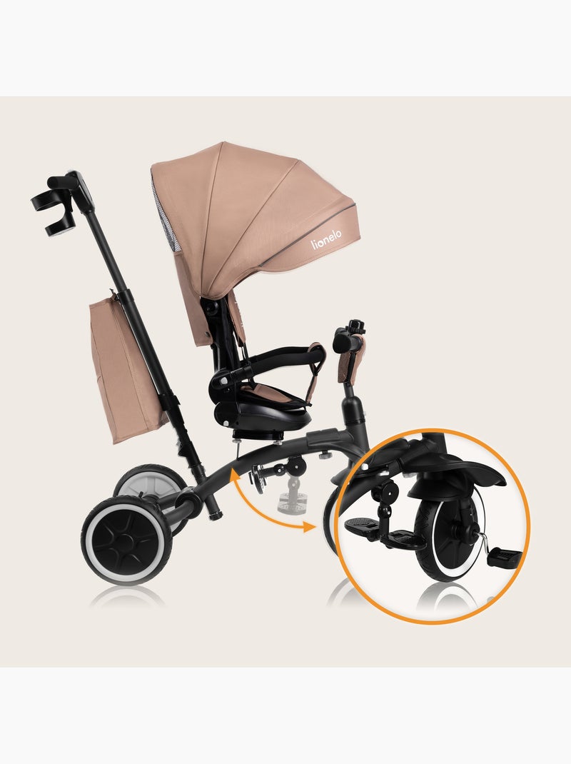 Poussette et tricycle bébé LIONELO Tris Plus - Jusqu'à 25 Kg - Siège réversible - Accessoires inclus Beige - Kiabi