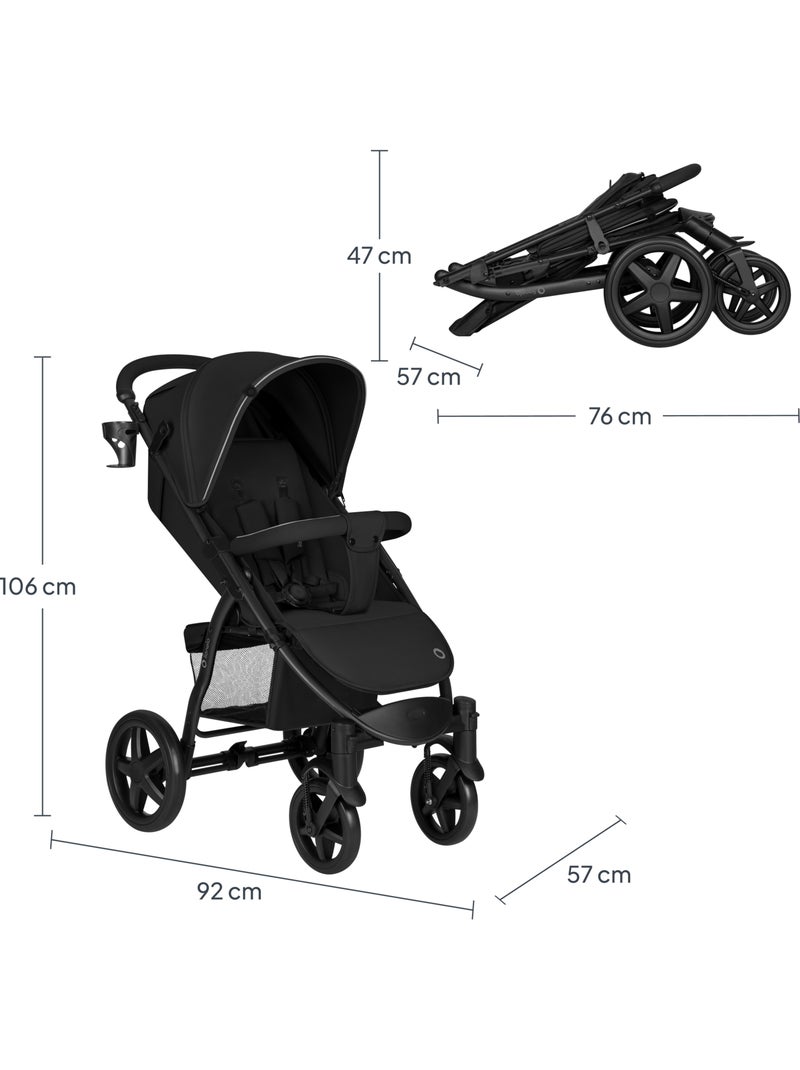 Poussette tout terrain LIONELO Annet Plus - Amortisseurs - Grandes roues - Accessoires Noir - Kiabi