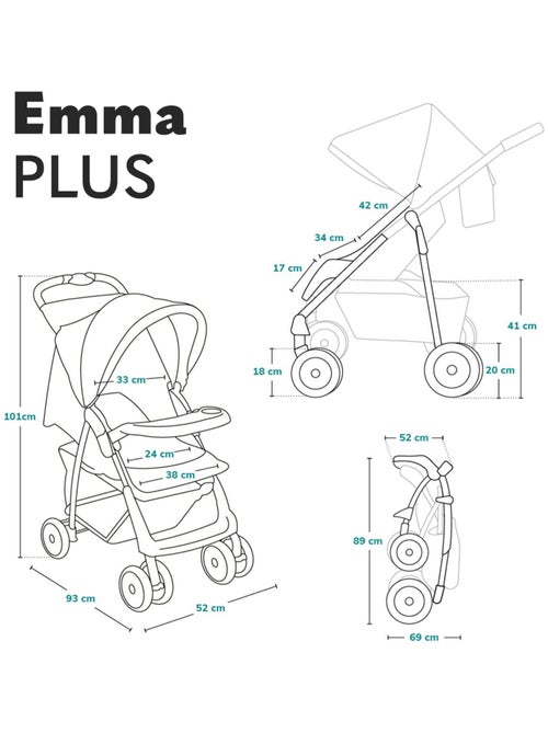 Poussette tout terrain LIONELO Emma - 6-36 mois - Sac inclus - Pliage rapide - Kiabi Poussette tout terrain LIONELO Emma - 6-36 mois - Sac inclus - Pliage rapide - Kiabi