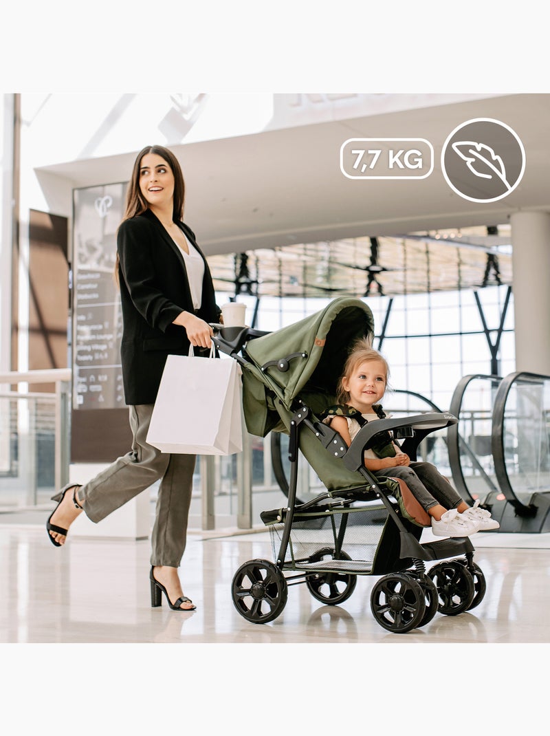 Poussette tout terrain LIONELO Emma - 6-36 mois - Sac inclus - Pliage rapide Gris Rose - Kiabi