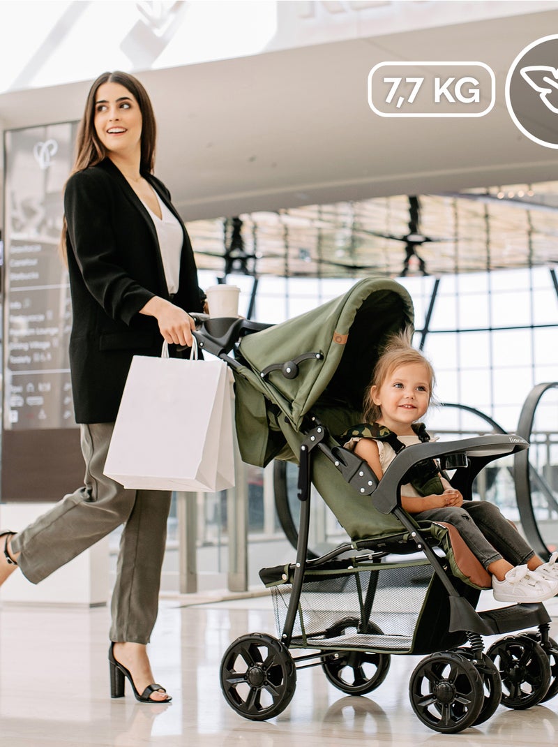 Poussette tout terrain LIONELO Emma - 6-36 mois - Sac inclus - Pliage rapide Noir Vert Noir - Kiabi