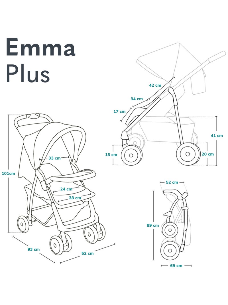 Poussette tout terrain LIONELO Emma - 6-36 mois - Sac inclus - Pliage rapide Vert bouteille - Kiabi