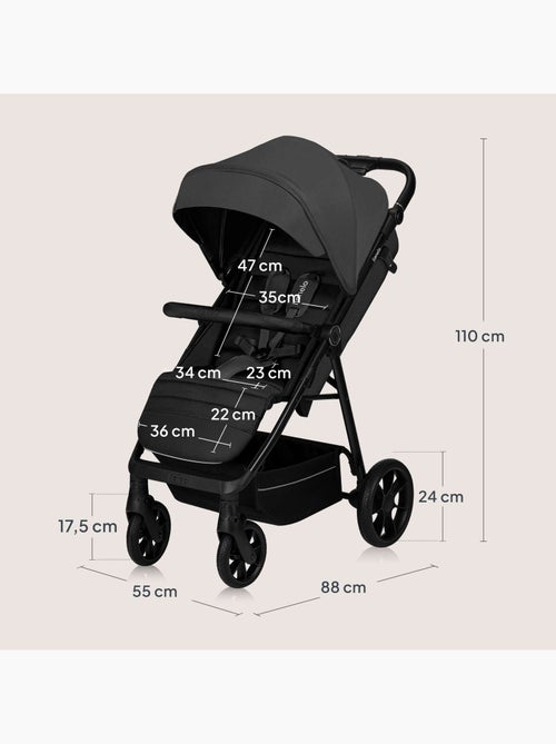 Poussette tout terrain LIONELO Mira - Jusqu'à 22 Kg - Grande surface - Grandes roues - Kiabi Poussette tout terrain LIONELO Mira - Jusqu'à 22 Kg - Grande surface - Grandes roues - Kiabi