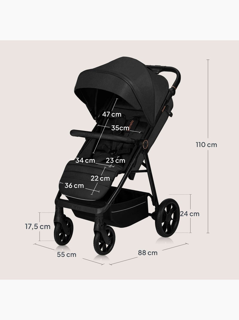 Poussette tout terrain LIONELO Mira - Jusqu'à 22 Kg - Grande surface - Grandes roues Noir - Kiabi