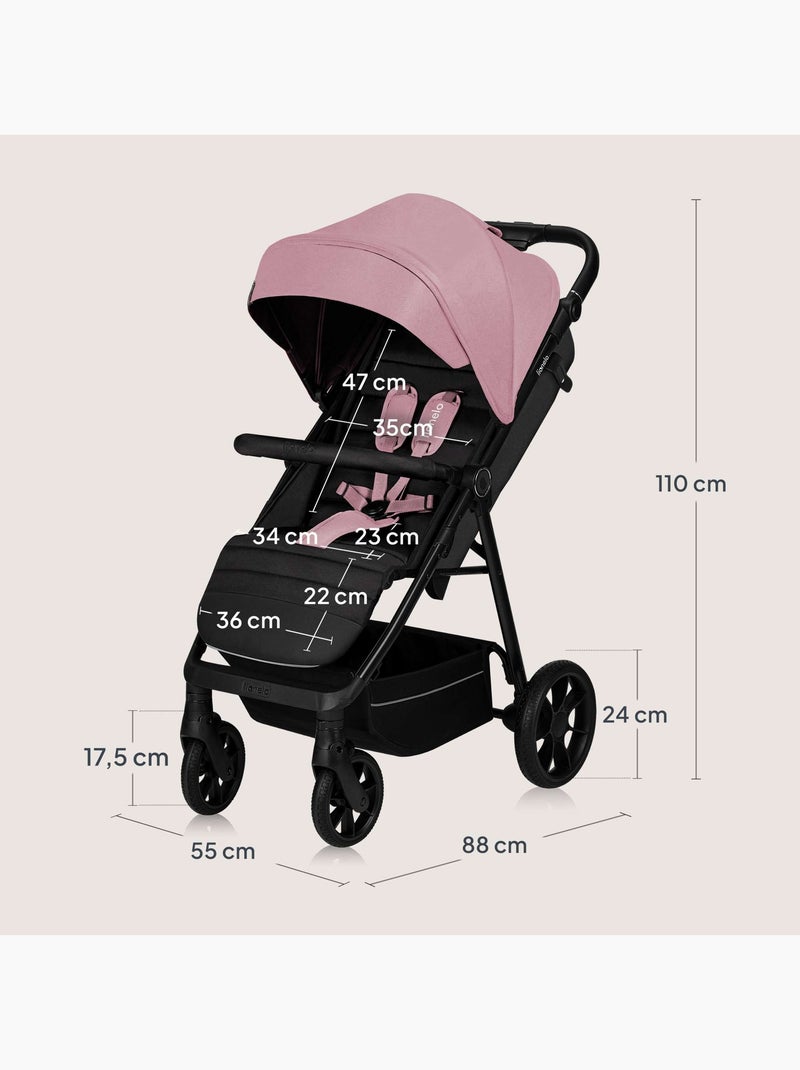 Poussette tout terrain LIONELO Mira - Jusqu'à 22 Kg - Grande surface - Grandes roues Rose - Kiabi