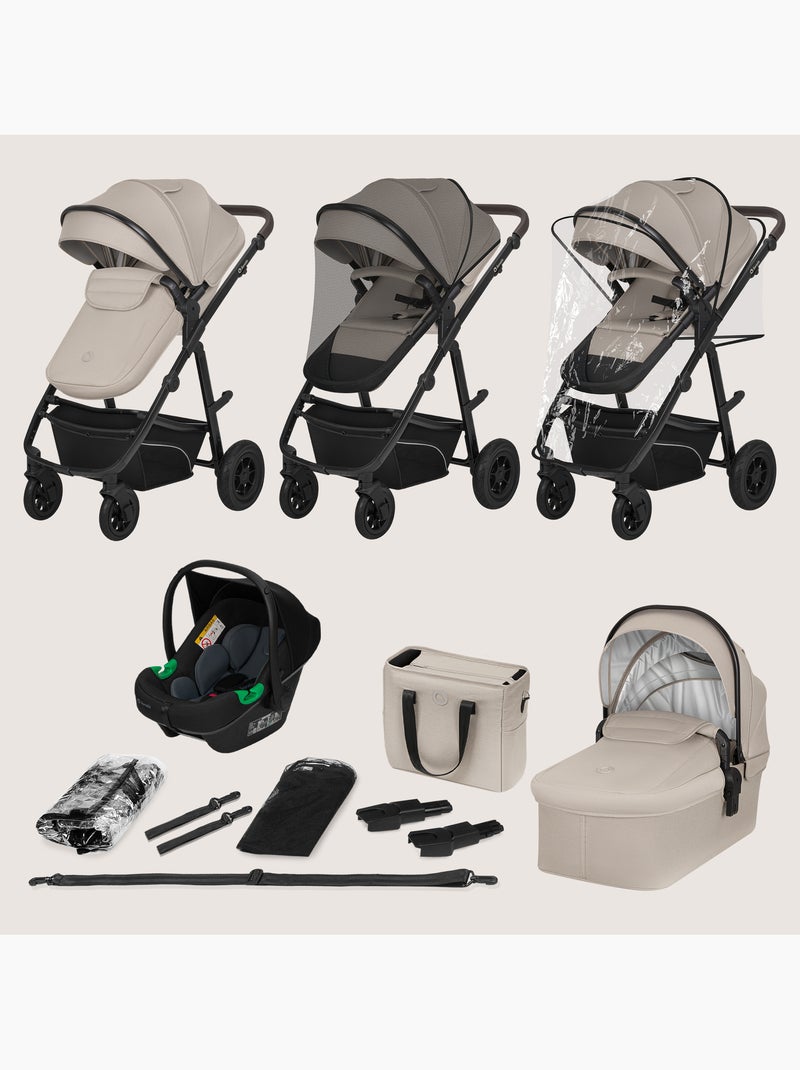 Poussette Trio LIONELO Bianka - Jusqu'à 22kg - Pack poussette, nacelle, siège auto et accessoires Beige - Kiabi