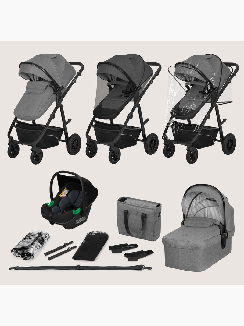 Poussette Trio LIONELO Bianka - Jusqu'à 22kg - Pack poussette, nacelle, siège auto et accessoires Gris Noir - Kiabi