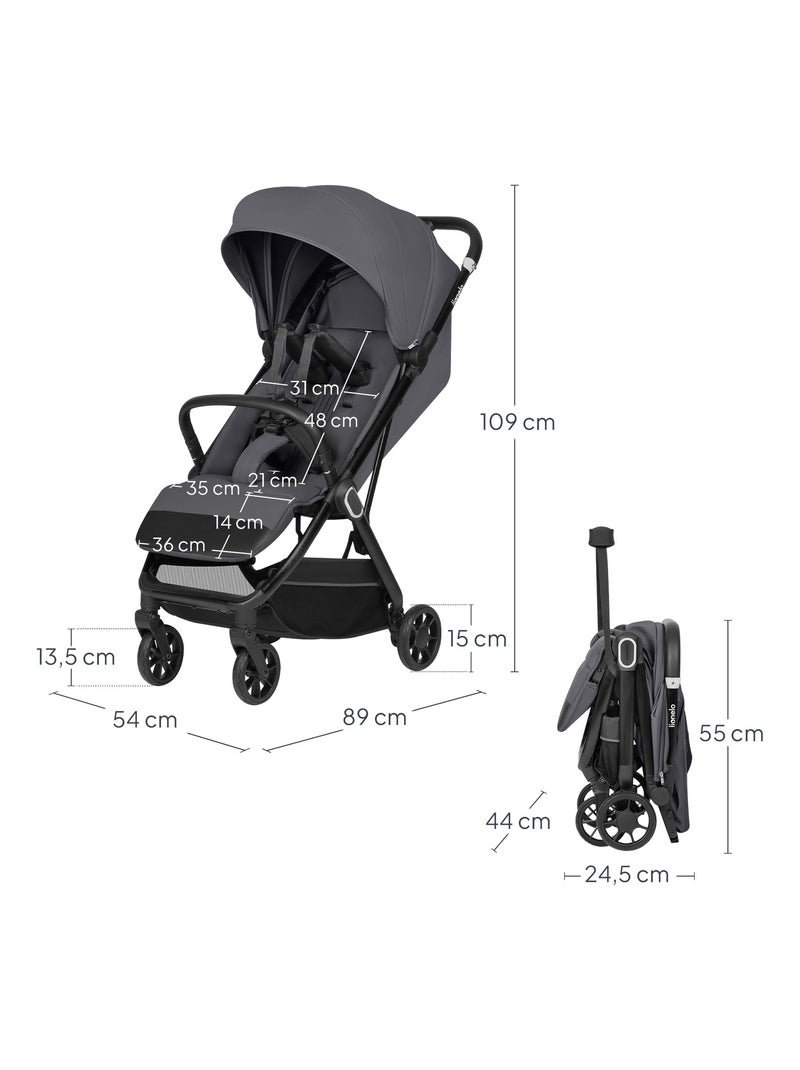 Poussette Ultra-compacte LIONELO Bess - Compatible avion - Léger - Pliage rapide Gris - Kiabi