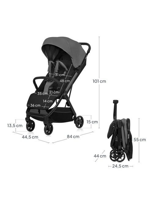 Poussette Ultra-compacte LIONELO Julie Air - Compatible avion - Léger - Pliage rapide - Kiabi