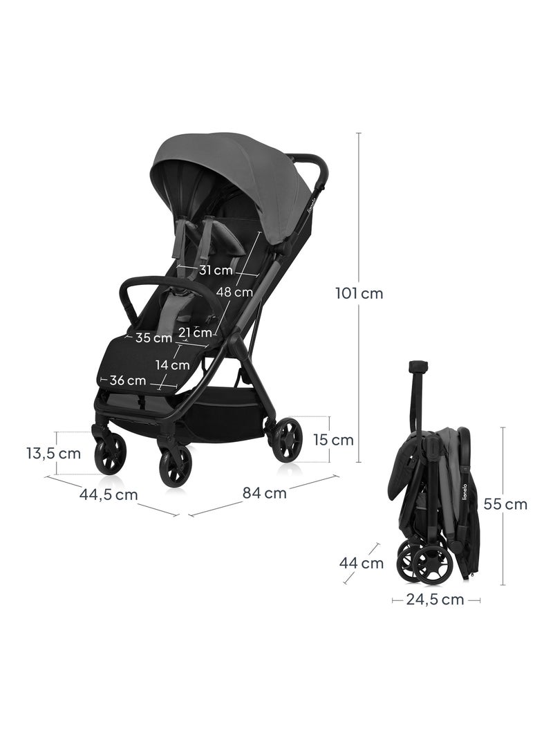 Poussette Ultra-compacte LIONELO Julie Air - Compatible avion - Léger - Pliage rapide Gris - Kiabi