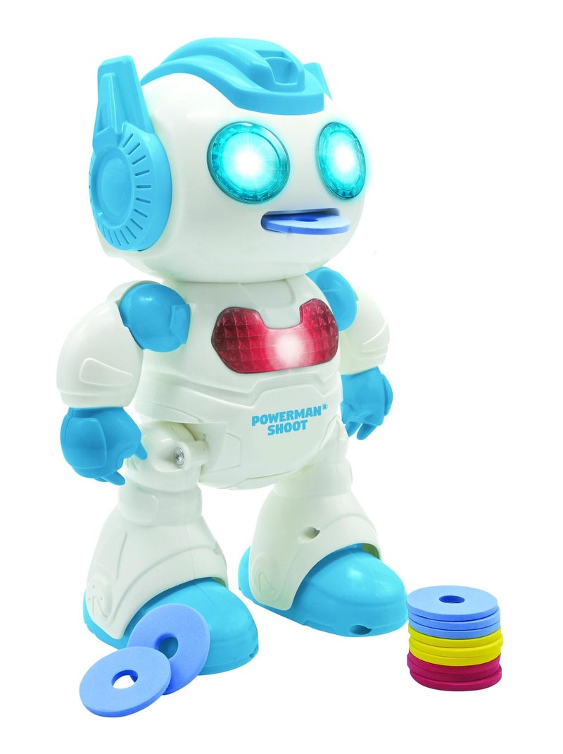 Powerman® shoot stem robot, dance, music, demo incl. Afstandsbediening & foam discs Blauw - Kiabi