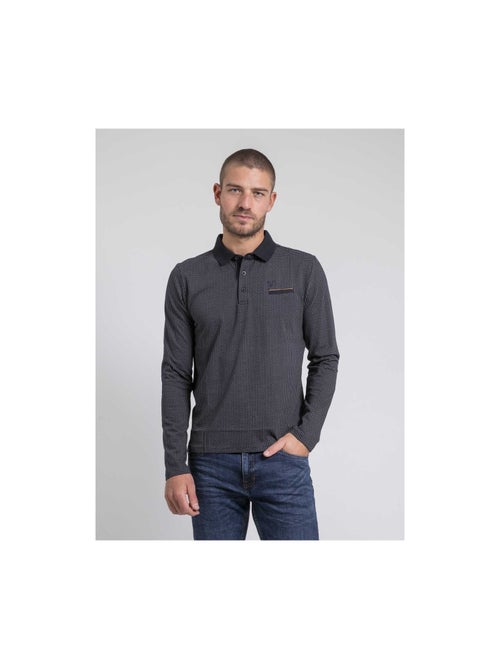 Poxero poloshirt met lange mouwen en patroon, gemaakt van puur katoen - Kiabi