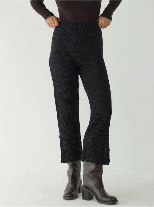 Premium broek met hoge taille en rechte pijpen en textuur hiccup - Kiabi