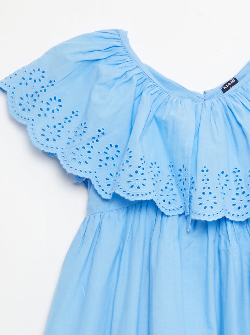 Propoline jurk met broderie anglaise details Blauw - Kiabi