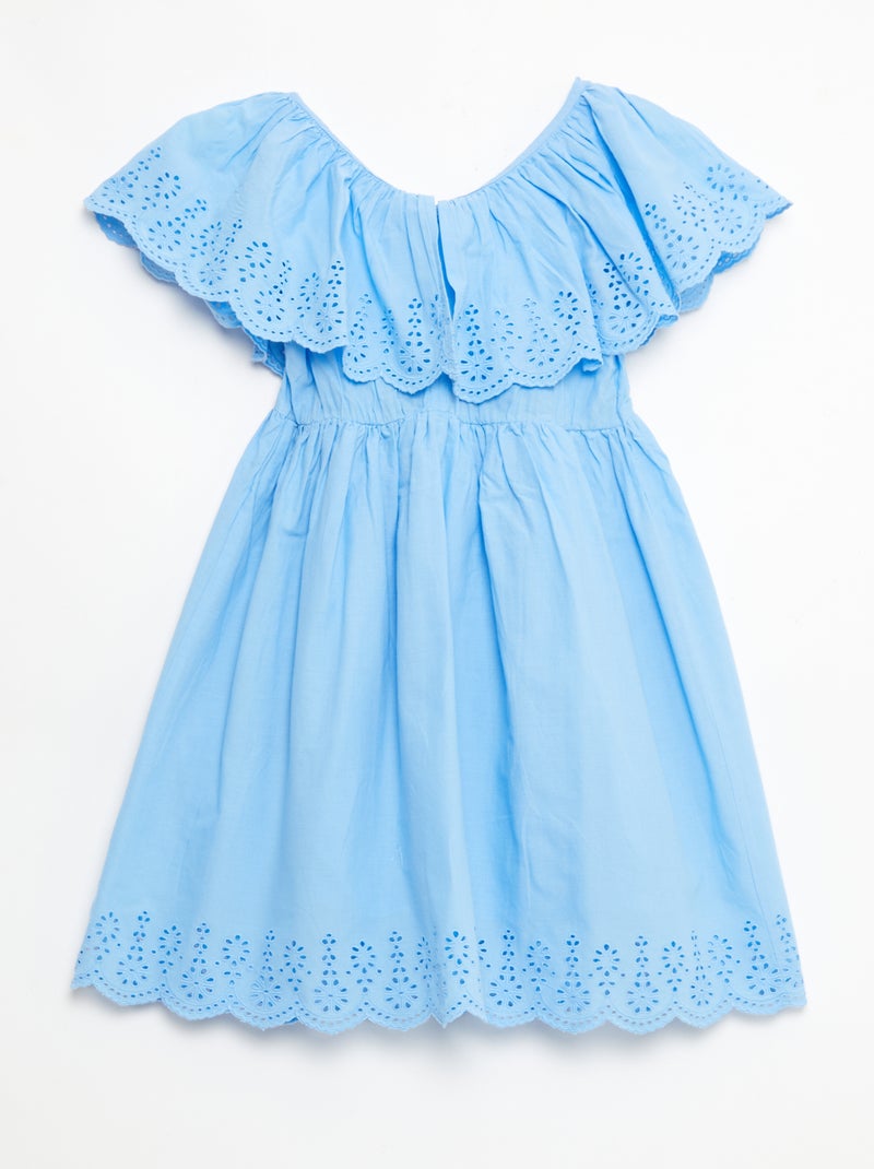 Propoline jurk met broderie anglaise details Blauw - Kiabi