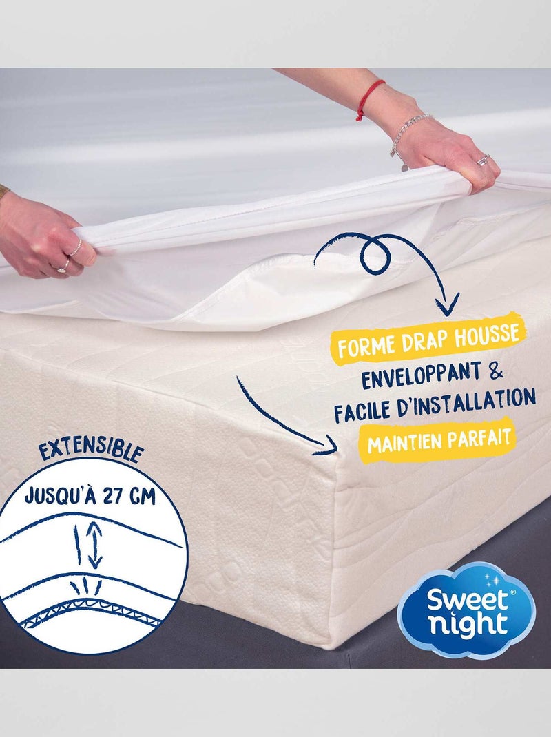 Protège matelas Coton Imperméable et Anti Acariens blanc - Kiabi