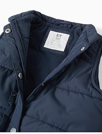 Puffer bodywarmer met polarfleece voering en ruches