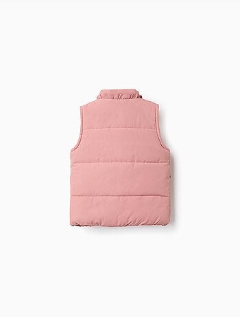 Puffer bodywarmer met polarfleece voering en ruches