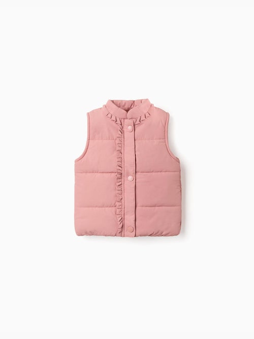 Puffer bodywarmer met polarfleece voering en ruches - Kiabi