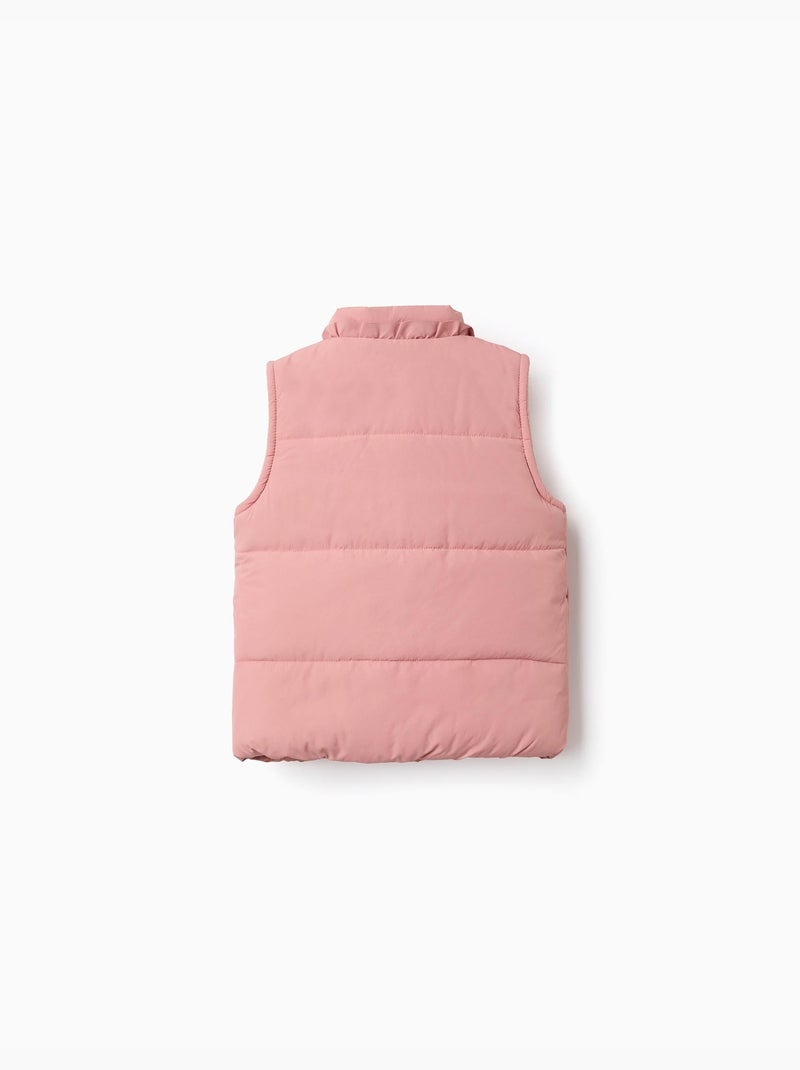 Puffer bodywarmer met polarfleece voering en ruches Roze - Kiabi