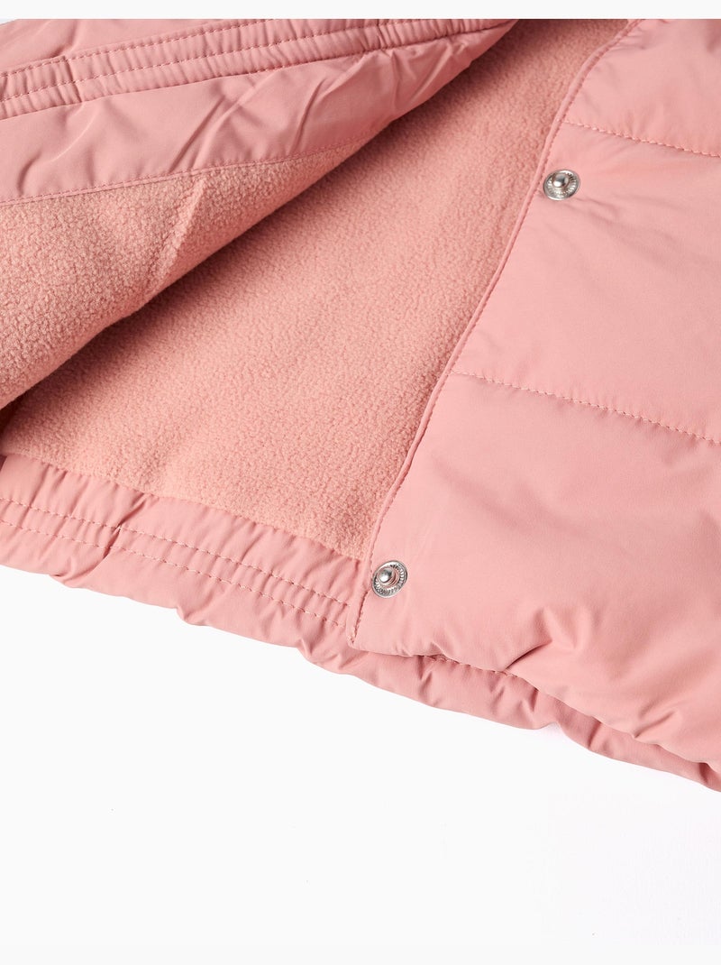 Puffer bodywarmer met polarfleece voering en ruches Roze - Kiabi