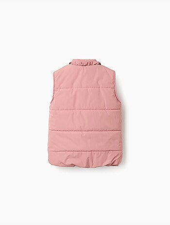Puffer bodywarmer met polarfleece voering en ruches