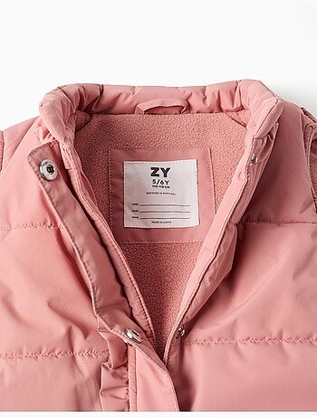 Puffer bodywarmer met polarfleece voering en ruches