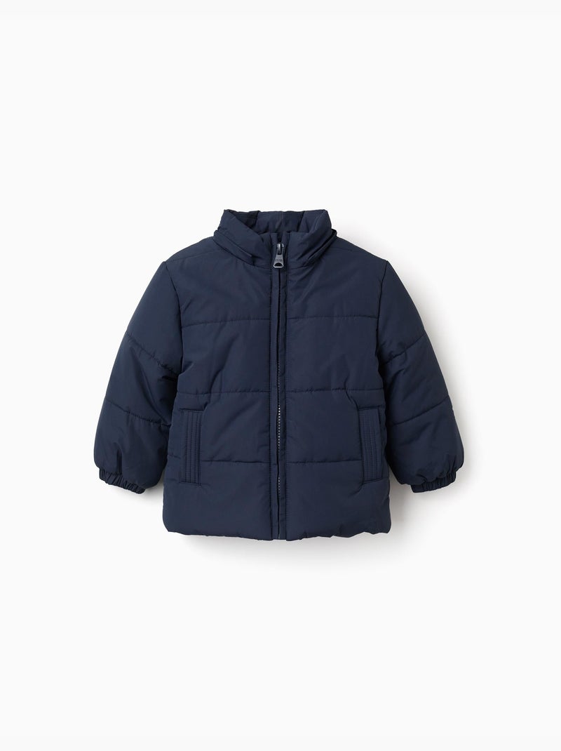 Pufferjas met afneembare capuchon Donkerblauw - Kiabi