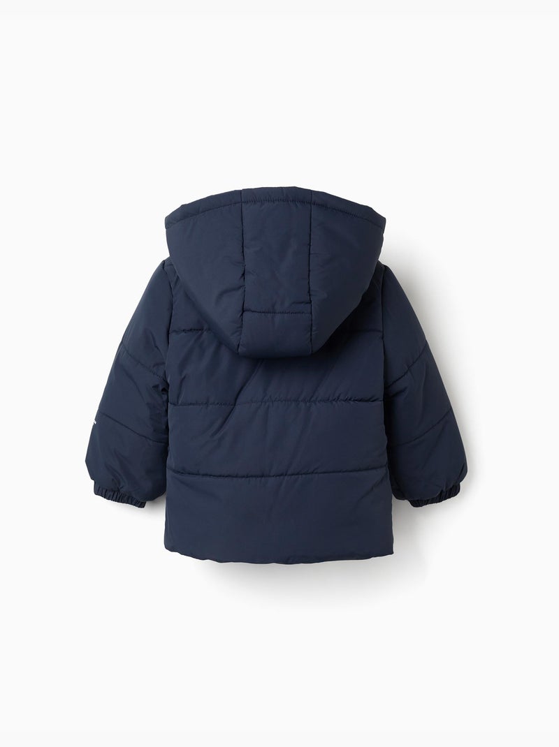 Pufferjas met afneembare capuchon Donkerblauw - Kiabi