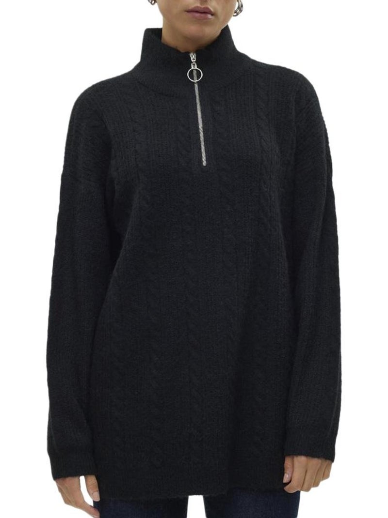 Pull 1/4 Zip Femme Vero Moda Noir - Kiabi
