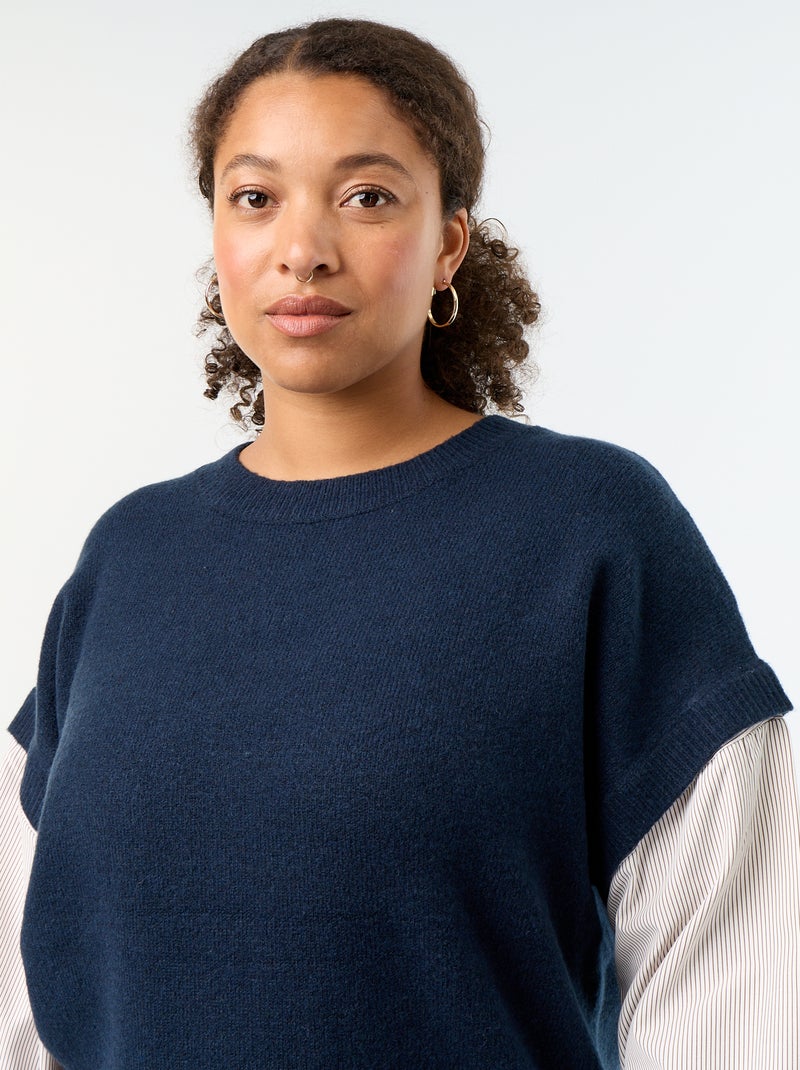 Pull 2-en-1 avec chemise Bleu - Kiabi