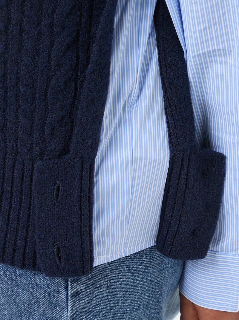 Pull 2-en-1 avec chemise Marine/bleu - Kiabi