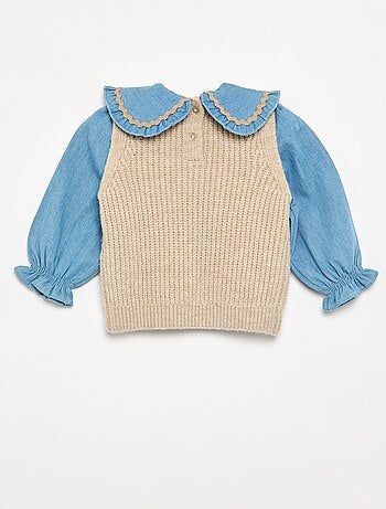 Pull 2 en 1 avec col claudine