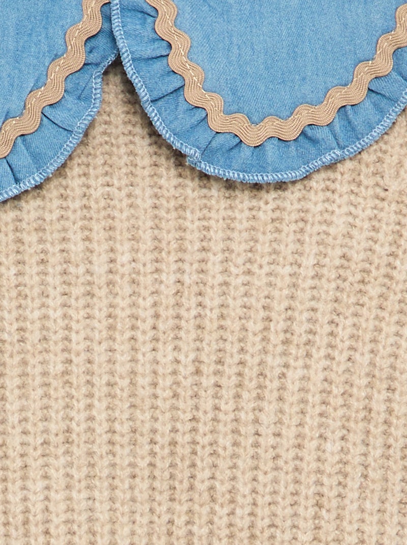Pull 2 en 1 avec col claudine Beige - Kiabi