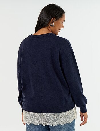 Pull 2-en-1 avec laine mélangée et dentelle