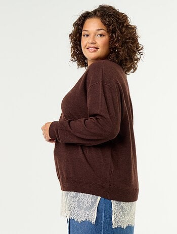 Pull 2-en-1 avec laine mélangée et dentelle