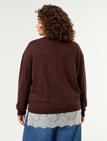 Pull 2-en-1 avec laine mélangée et dentelle