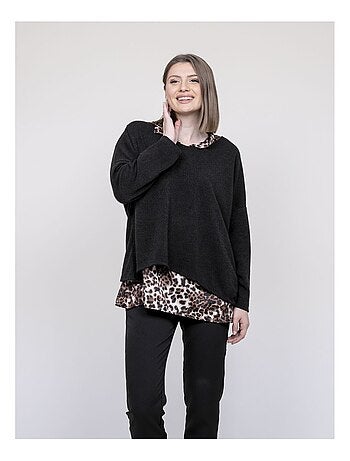 Pull 2 en 1 chemise léopard kubila