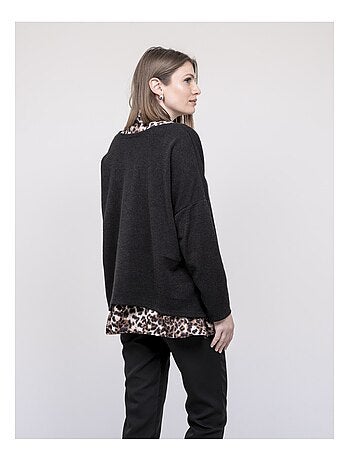 Pull 2 en 1 chemise léopard kubila