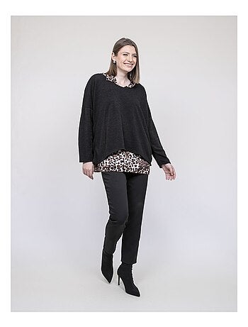 Pull 2 en 1 chemise léopard kubila