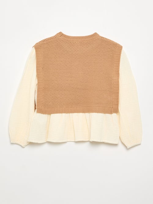 Pull 2 en 1 effet blouse - Kiabi