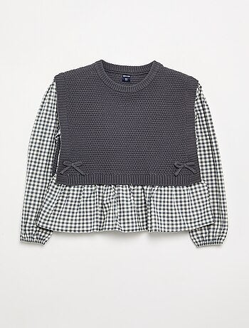 Pull 2 en 1 effet blouse