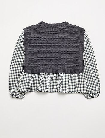 Pull 2 en 1 effet blouse