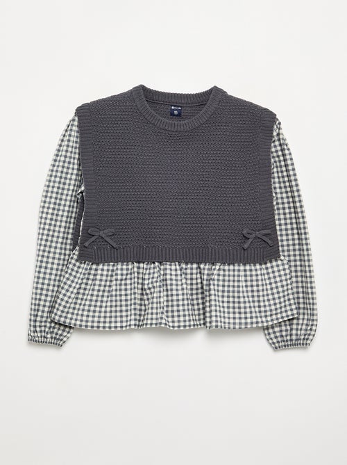 Pull 2 en 1 effet blouse - Kiabi