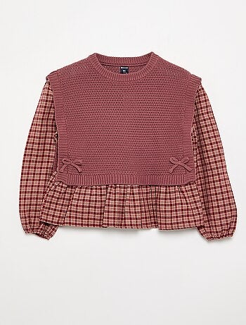 Pull 2 en 1 effet blouse