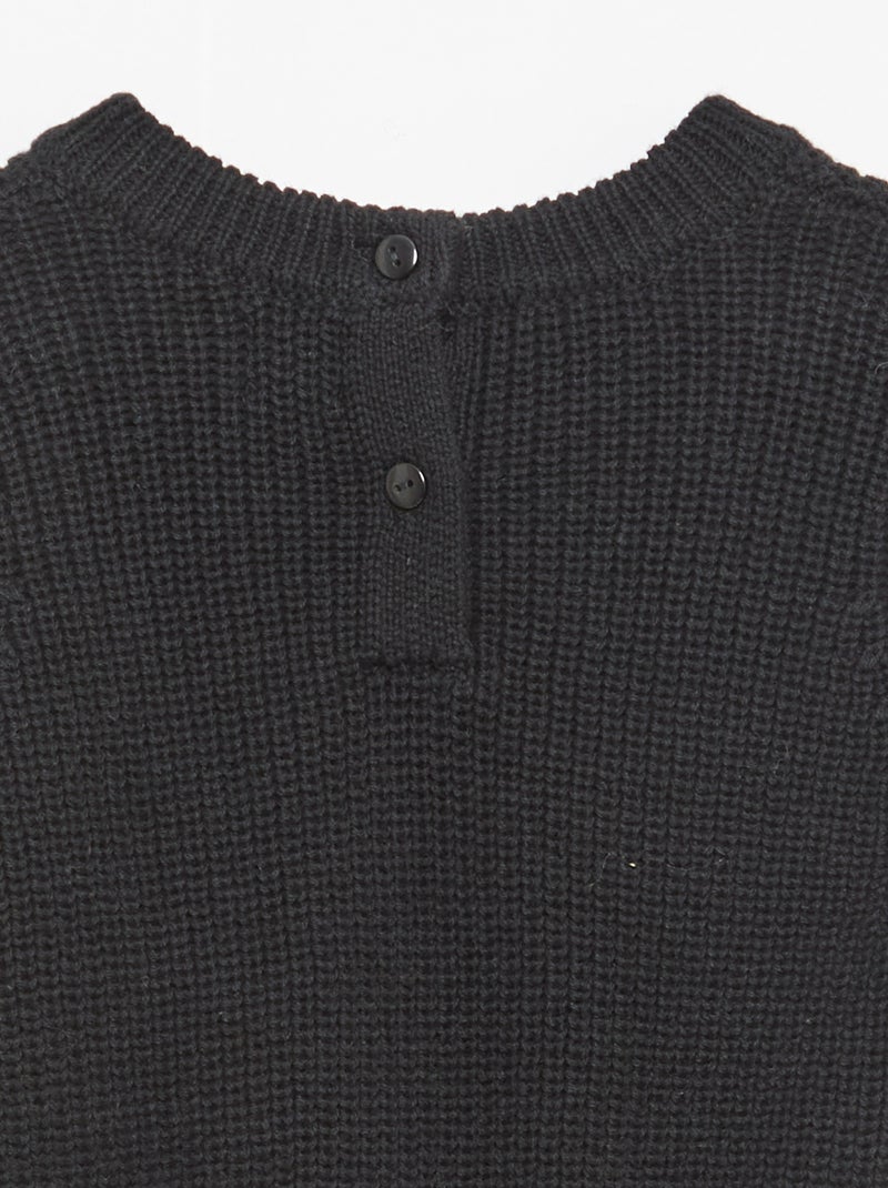 Pull 2 en 1 en tricot et double gaze de coton Noir - Kiabi