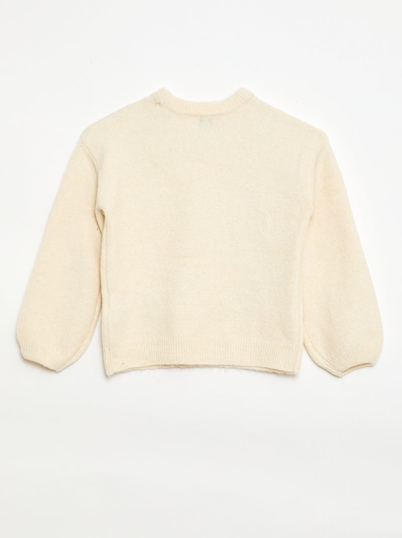 Pull à broderies fleurs Beige - Kiabi